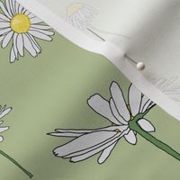 CASCADING DAISIES - medium white on green