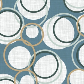 Modern Dark Green Gold Green and White Circles on a Teal Blue Background 