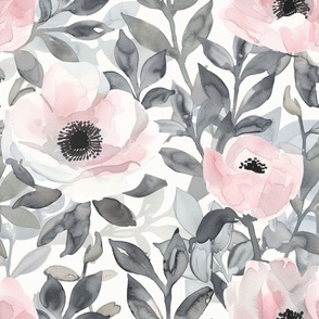 large scale pale pink watercolour floral