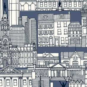 Philadelphia toile blue indigo