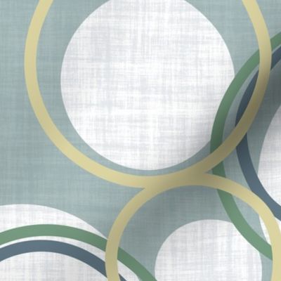 Modern Teal Green Gold and White Circles on a Light Teal Background 