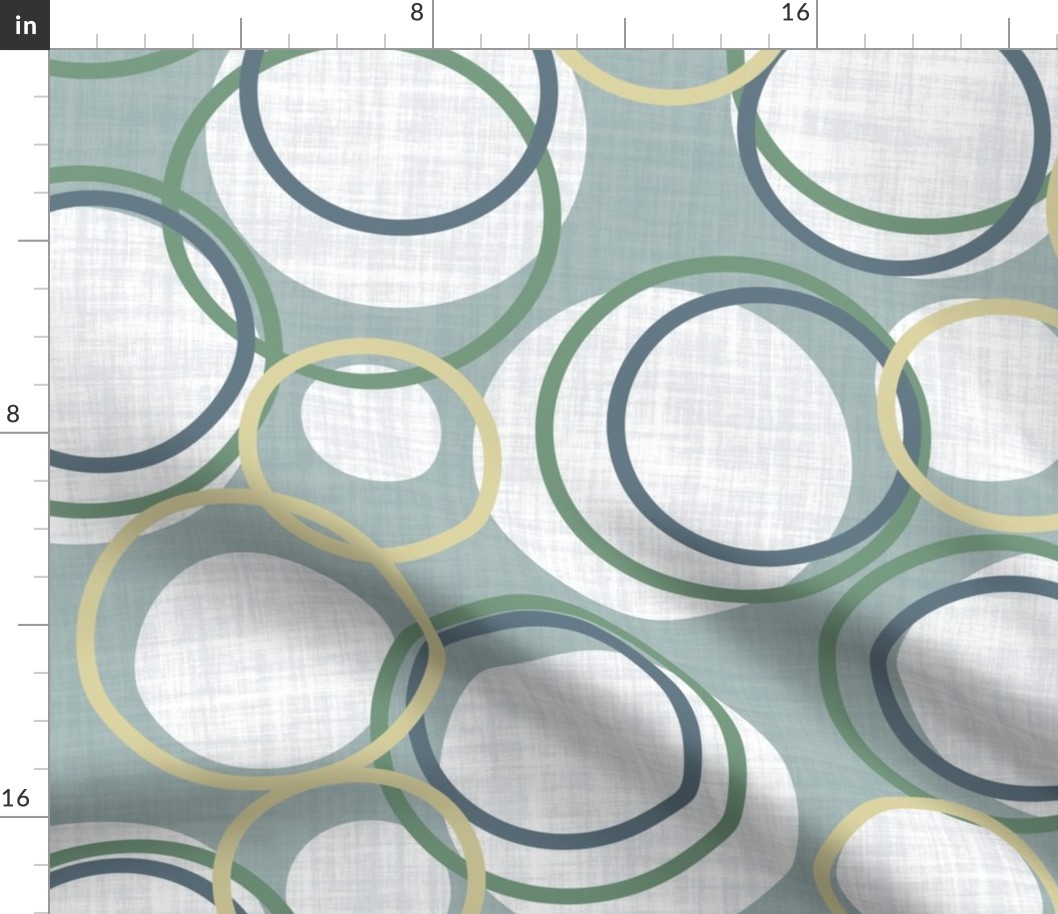 Modern Teal Green Gold and White Circles on a Light Teal Background 
