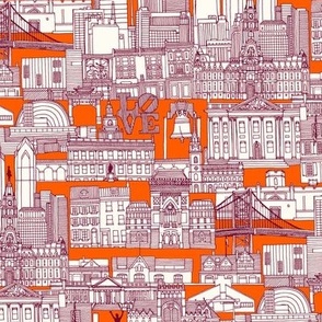 Philadelphia toile hot orange claret small