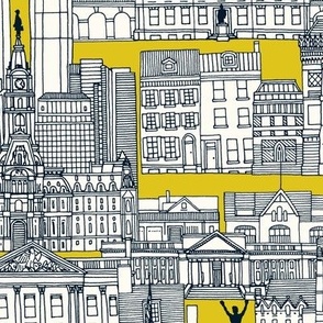 Philadelphia toile yellow indigo