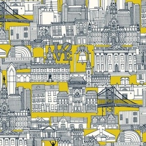 Philadelphia toile yellow indigo small