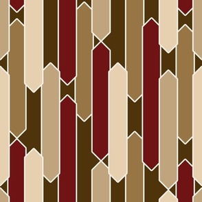 modern geometric tabs, 12 inch repeat, large scale, burgundy, brown, tan, beige, cream