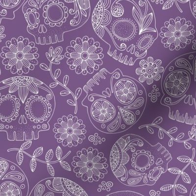 Sugar Skulls - purple background