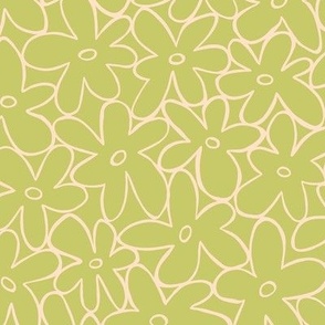 Modern line art floral simple shapes in light green