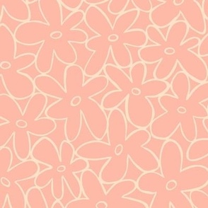 Modern line art floral simple shapes in peach fuzz
