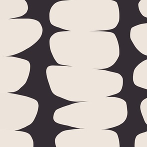 (L) Warm Minimal Abstract Organic Zen Pebbles 9B. Beige on Black #blackandwhite #abstractminimal #minimalwallpaper #organicshapes #blackandbeigewallpaper #boldminimalism