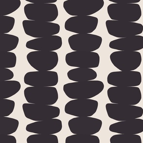 (S) Bold Minimal Abstract Organic Zen Pebble Stripes 9A. Black on Beige