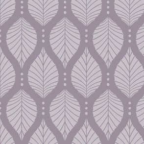 Art Deco Beech Leaves with Dots Pattern - Lilac and Light Purple - Large Scale - Minimalist Botanical