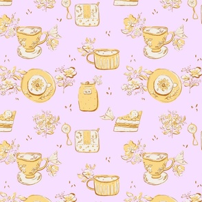 [L] English Tea Party Garden - Pink and Yellow #P240112