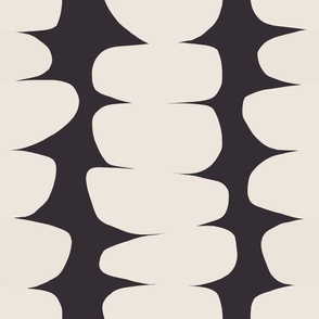 (M) Bold Minimal Abstract Organic Zen Pebble Stripes 9B. Beige on Black 