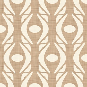 Curvy Geo - Large - Tan - Brown, Cream,  Linen Texture, Warm Neutral