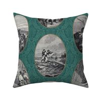 20,000 Leagues Under the Sea Green Damask