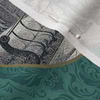 20,000 Leagues Under the Sea Green Damask