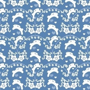 Folk Bunny / Blue and White / Lovely Quilt Print  Small 