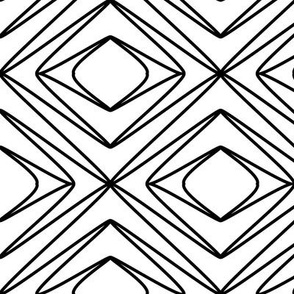 Unique White and Black Geometric Line Art Trellis