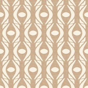 Curvy Geo - Medium - Tan - Brown, Cream,  Linen Texture, Warm Neutral