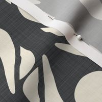 Curvy Geo - Medium - Charcoal - Wrought Iron, Cream,  Linen Texture, Warm Neutral