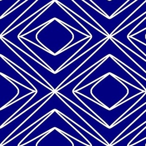 Unique Navy Blue and White Geometric Line Art Trellis - Small