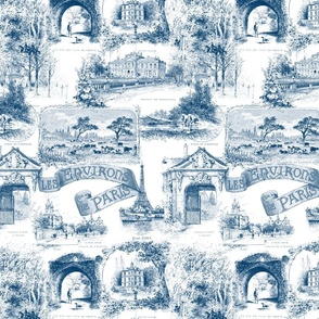 Les Environs de Paris ~ Toile de Jouy ~ Blue and White ~ Large