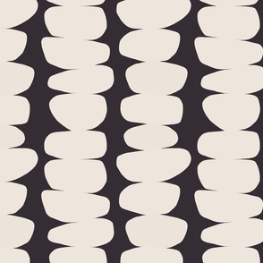 (S) Bold Minimal Abstract Organic Zen Pebble Stripes 9B. Beige on Black