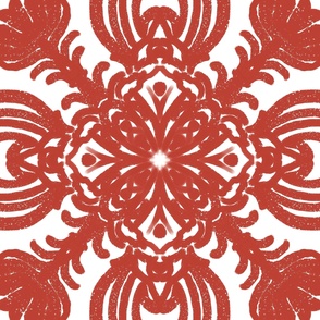 Spanish & Taino Floral Tile: Red, Large 