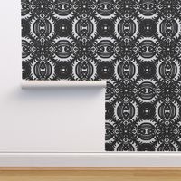 Spanish & Taino Floral Tile: Black & White, Medium