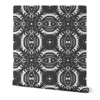 Spanish & Taino Floral Tile: Black & White, Medium