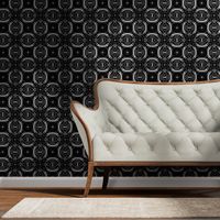 Spanish & Taino Floral Tile: Black & White, Medium