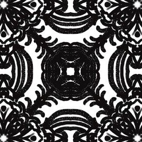 Spanish & Taino Floral Tile: Black & White, Small