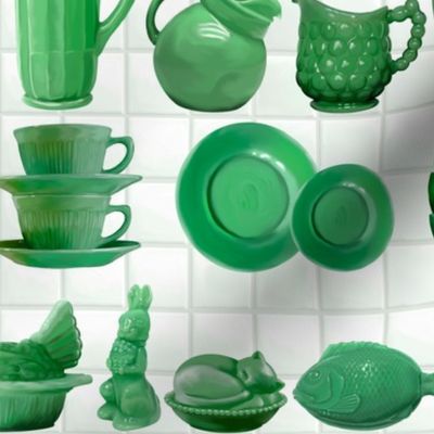 Jadeite Kitchen Ware, Retro Green Milk Glass Collection, Retro Kitsch