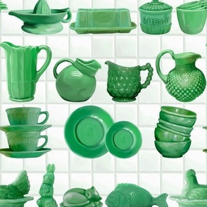 Jadeite Kitchen Ware, Retro Green Milk Glass Collection, Retro Kitsch