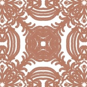 Spanish & Taino Floral Tile: Blush Pink,  Small 