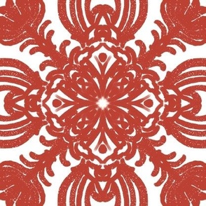 Spanish & Taino Floral Tile: Red, Medium