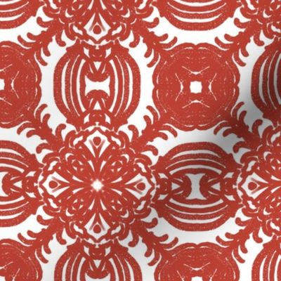 Spanish & Taino Floral Tile: Red, Small