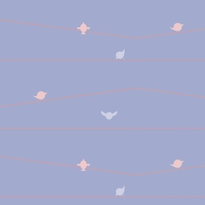Minimal geometric birds -  lilac