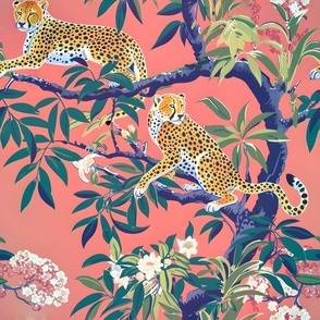 Leopards in chinoiserie garden