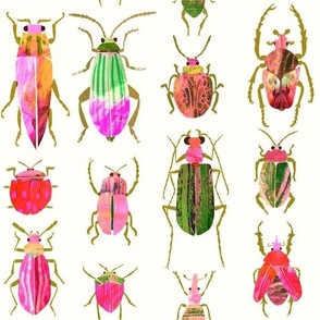 Fantastical beetles pink and green