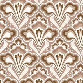 Medium Scale // Classic Decorative Swirls in Neutral Browns - Taupe, Mocha and Cream