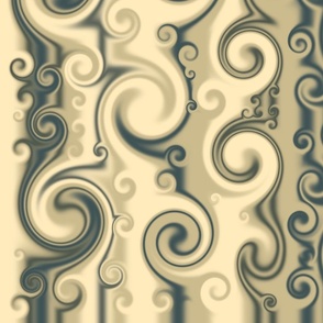 Swirl stripe in cream, tan and blue large