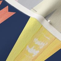 Tea Towel Pastel Vintage Horse Show Ribbons on Navy