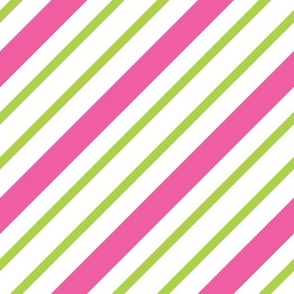 Diagonal Stripes Pink Green, Large Scale