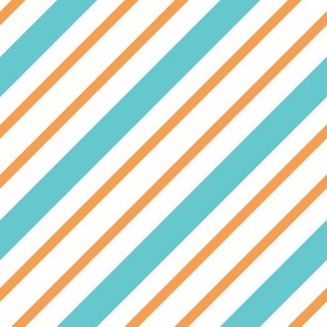 Diagonal Stripes Blue Orange, Large Scale