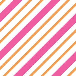 Diagonal Stripes Orange Pink, Large Scale
