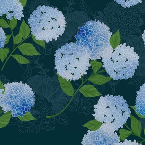 Hydrangea Blue Bicycle Print coordinating