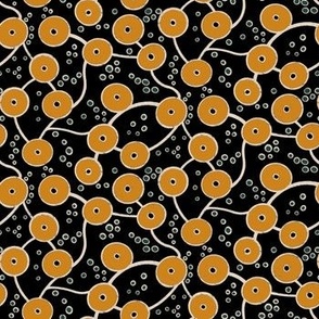 Abstract flowers black yellow
