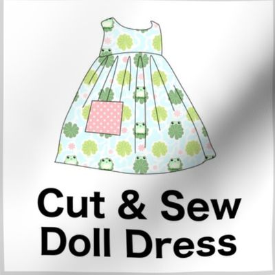 Cut & Sew Dress (Baby Frogs) on FAT QUARTER for Forever Virginia Dolls and other 1/8, 1/6 and 1/5 scale child dolls // little small scale tiny mini micro doll